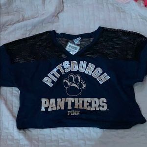 Blue college crop top